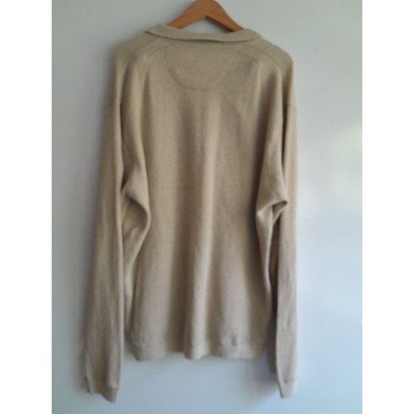 Vtg Tommy Bahama Quarter Zip Comfy Winter Textured Dad Sz XL Polo Sweater Khaki - Picture 6 of 9